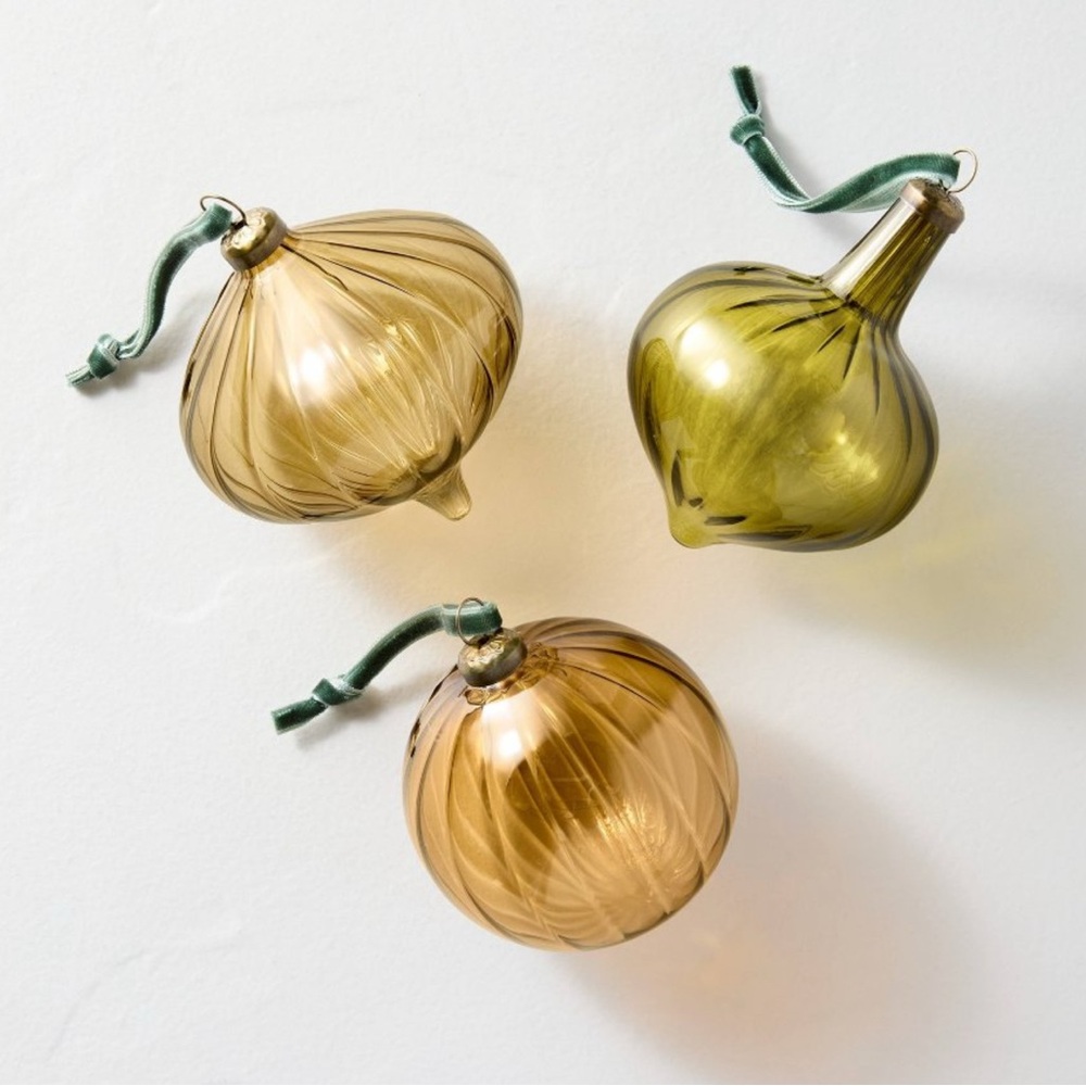 Hearth & Hand Glass Ornament Set - Brown, Green,‎ Gold